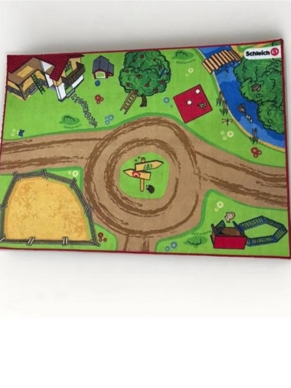 Schleich Green Play Rug Mat with Roadway Farm Scene